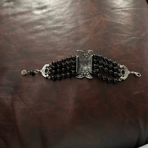 Ben Amun dark metal rhinestone Maltese cross bracelet - Picture 4 of 6